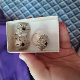 кольцо и серьги комплект