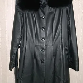 пальто кожаное