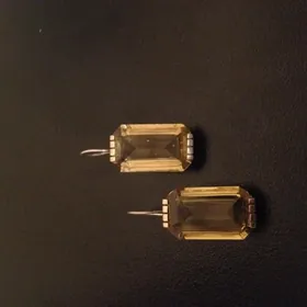 Серьги из позолоченного серебра с цитрином