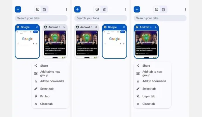 Google Android üçin Chrome-a wkladkalary berkitmek funksiýasyny goşdy