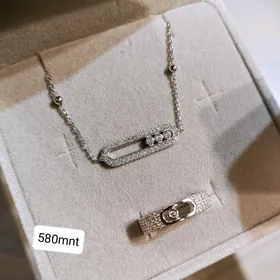 kümüş messika ÿüzük braslet