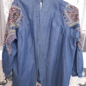 кардиган джинсовый болшой