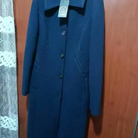пальто синее