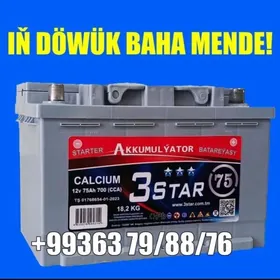 Akumulýator 3 STAR 🧿12V 75AH