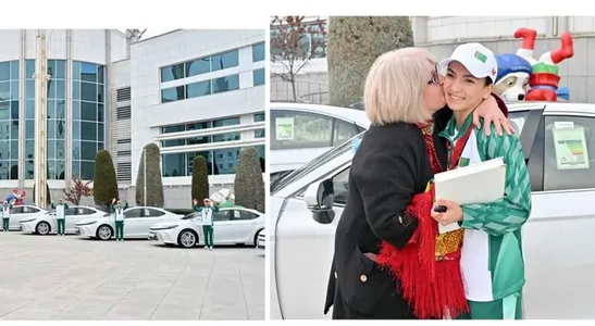 Serdar Berdimuhamedow halkara ýaryşlarda ýeňiş gazanan türgenlere 2025-nji ýylyň Toyota Camry-lerini sowgat etdi