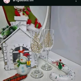новогодние бокалы ручн.работы