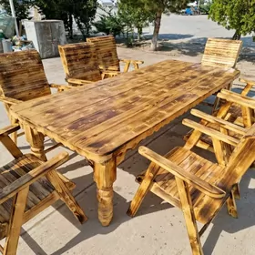 Ağaç стол стулья