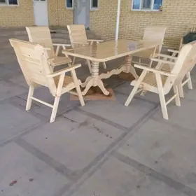 Ağaç стол стул