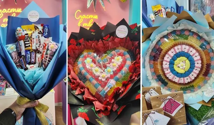 Aşgabatdaky MarmeLavka dükany marmeladly Täze ýyl sowgatlyk gutulary we marmelad buketlerini hödürleýär