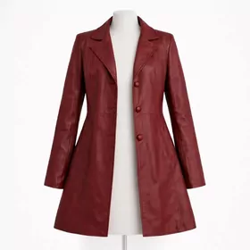 Элегантное кожаное пальто