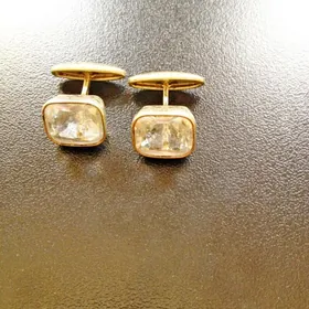 Позолоченные серебряные запонки с горным хрусталем