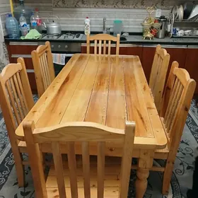 Stol stul 6 adamlyk agacdan