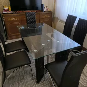 Стол стеклянный + стулья