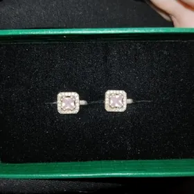 серебряныйе серьги и кулон