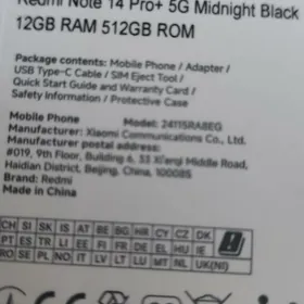 Redmi not 14pro plus 12. 512