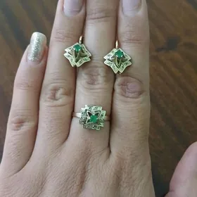 Комплект кольцо с сережкой