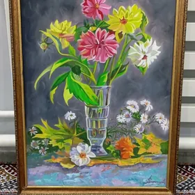 gülli natýurmort çekilen