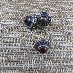Серьги+кольцо серебряные
