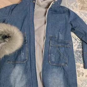 тёплая парка ,утепленная джинс
