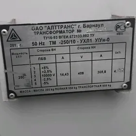 Trasformator 250 kVa/10kw.