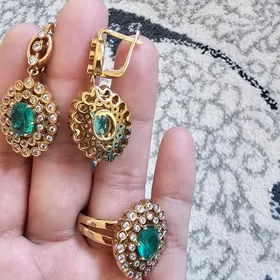 gyzyl caylan kumus komplet 925