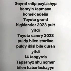 Pult yitirdim mashynynky