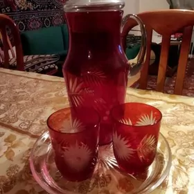 Хрусталь - Кувшин со стаканами + Фужеры..