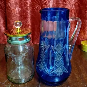 Кувшин хрусталь.Банкадля круп.