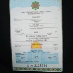 Dogluş hakyndaky şahadatnama