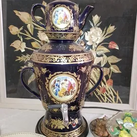 самовар 6 чашек и 6 блюдец
