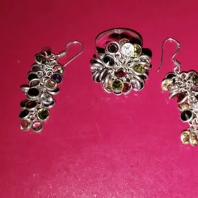 комплект кольцо с серьгами