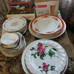 посуда разная,стаканы