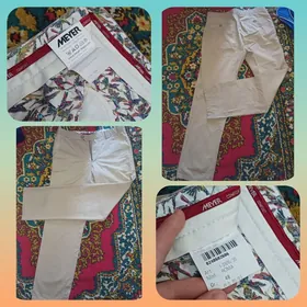 Брюки синие и бежевого цвета