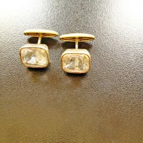 Позолоченные серебряные запонки с горным хрусталем