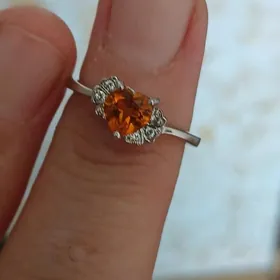 yantar gyzyl gaşly kümüş yuzuk