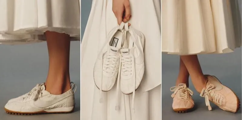 Алюминиевый розовый и вафельный узор: Jacquemus и Nike обновили дизайн кроссовок Moon Shoe