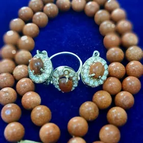 Серебряный комплект с бусами