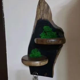 Ключница из  дерева с мхом.