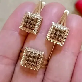 gyzyl halka yuzuk komplekt