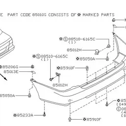 Бампер задний такси Nissan Sunny 14-