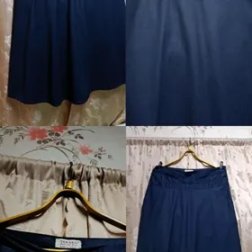 Юбка длинная с карманами синяя