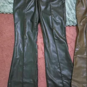 кожаные брюки клёш
