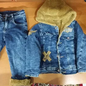 Джинсовый костюм утепленный