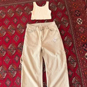 модная одежда джинсы  топ