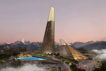 Gazagystanda piramida şekilli gökdirän binalar toplumyny gurup başladylar