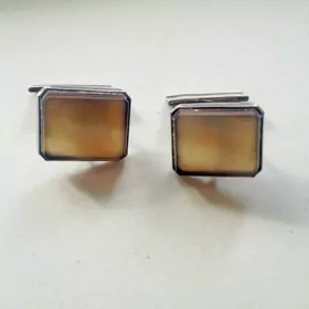 Позолоченные серебряные запонки с топазом