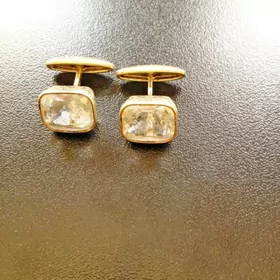Позолоченные серебряные запонки с горным хрусталем