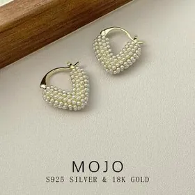 Серьги сердце с жемчугом