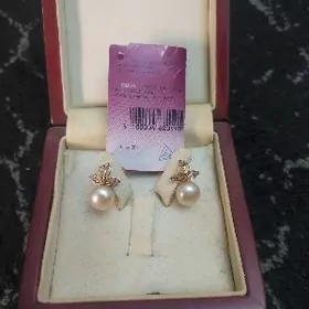 золотые серьги жемчуг
