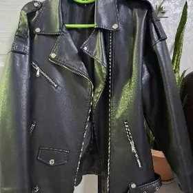 оверсайз кожаная куртка